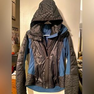 Lululemon Bundle Up Jacket Down & Fleece w/ hood Sz 6 Black & Teal